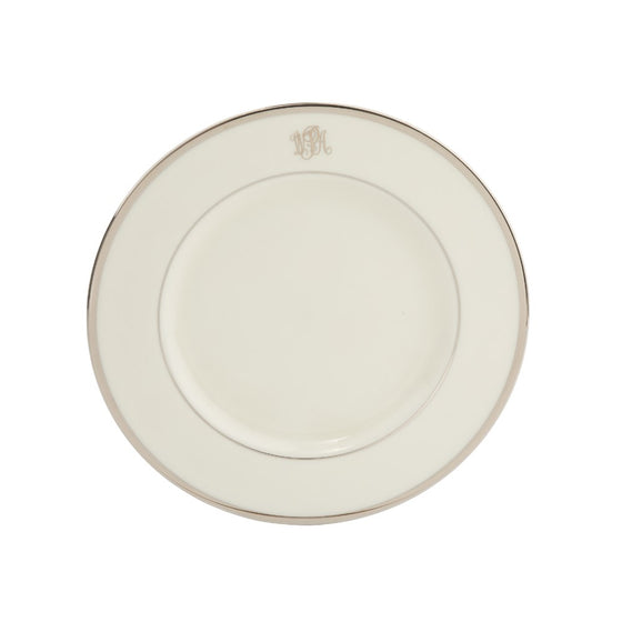 White Signature Platinum With Monogram Salad Plate (Monogram Rim)