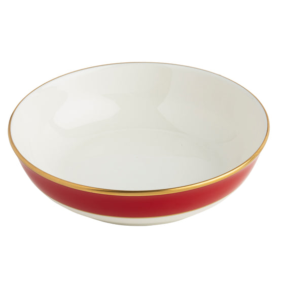 White ColorSheen Red Gold Cereal Bowl