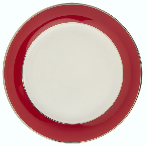 White ColorSheen Red Gold Charger Plate