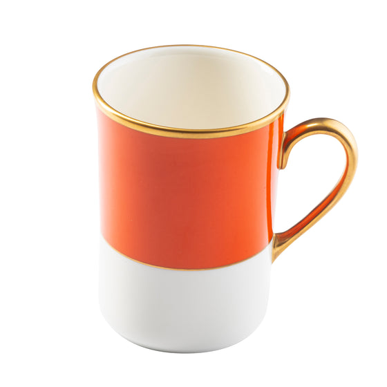 White Georgian ColorSheen Orange - Gold Banding - Can Mug