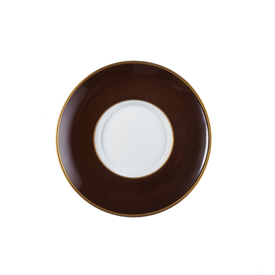 White ColorSheen Chocolate Gold Tea Saucer