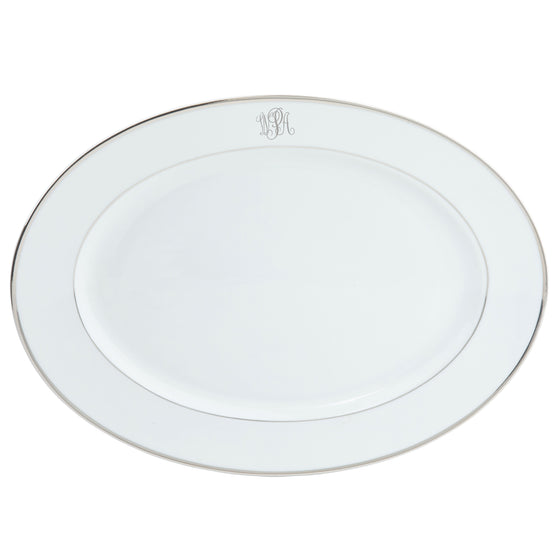 Ultra-White Signature Platinum With Monogram Oval Platter