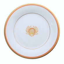  Charlotte Moss Ultra-White Shell Motif Center Well - Bread & Butter - Gold & Coral Band