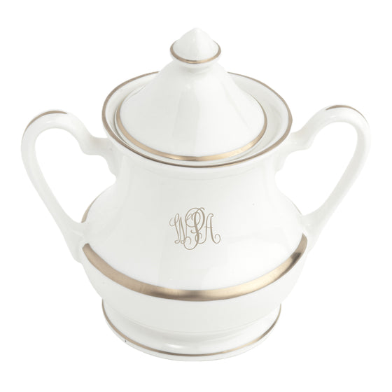 White Signature Platinum With Monogram Barbara Sugar Dish and Cover