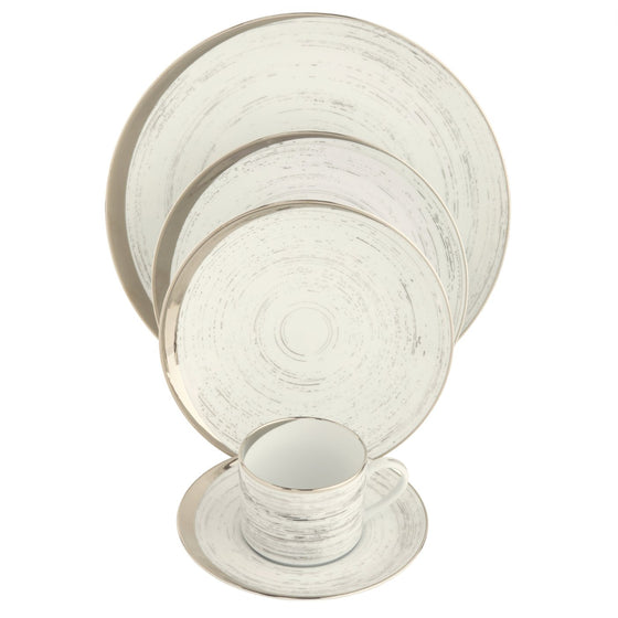 Crescent Wind White 5 Piece Place Setting - Pickard China - WCREWIN-502-SY