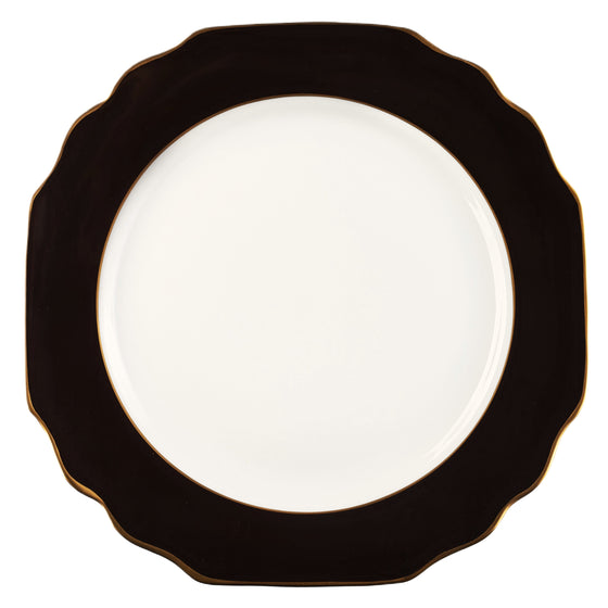 White Georgian ColorSheen Black - Gold Banding - Charger Plate