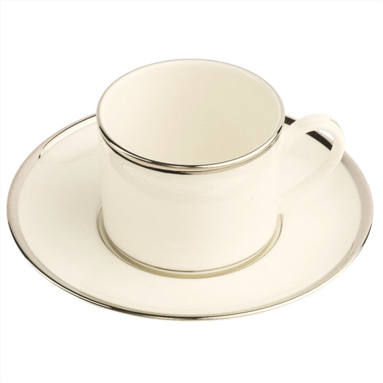 Ivory Signature Platinum No Monogram Can Teacup Saucer - Pickard China - SIPLNM-019-CN