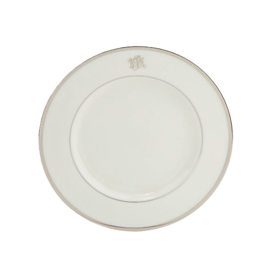 White Signature Platinum With Monogram Salad Plate (Monogram Rim)