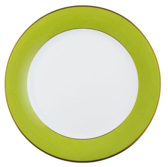 Ultra-White ColorSheen Apple Green Gold Dinner Plate - Pickard China - UCHSAGG-001-TR