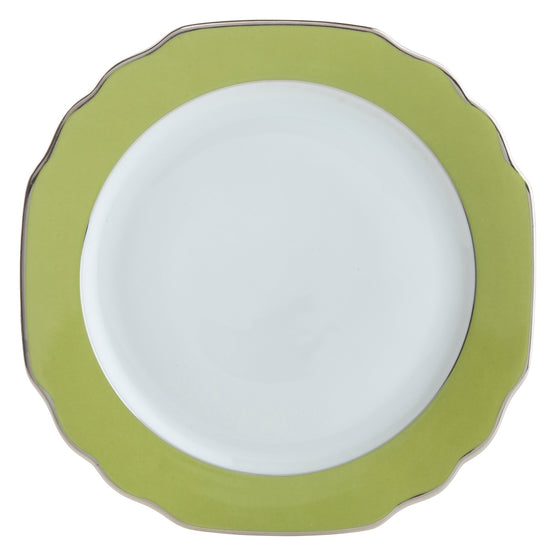 Ultra-White Georgian ColorSheen Apple Green - Platinum Banding - Dinner Plate - Pickard China - UGCSAGP-001-GA