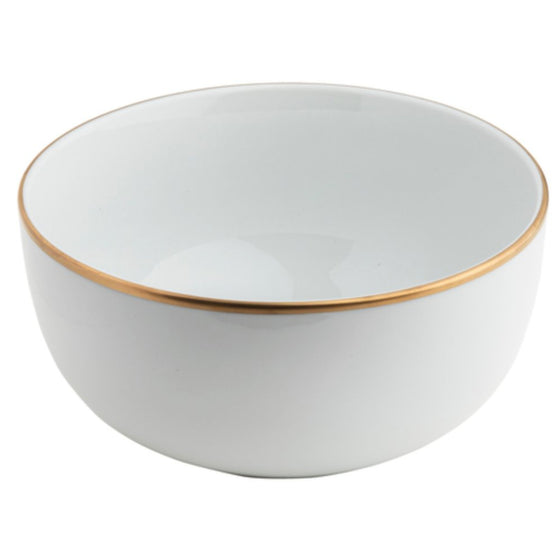 Ultra-White Signature Gold Giftware With Monogram Round Footed Bowl - Pickard China - USIGGWM-155-AT