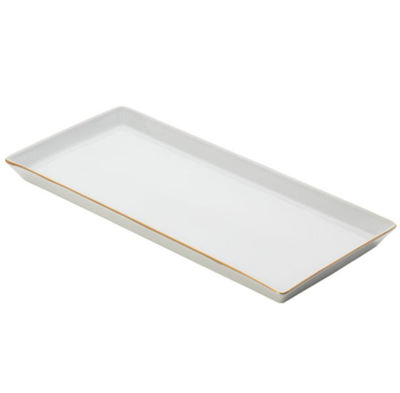 Ultra-White Signature Gold With Monogram Large Sushi Tray - Pickard China - USIGOWM-199-FY