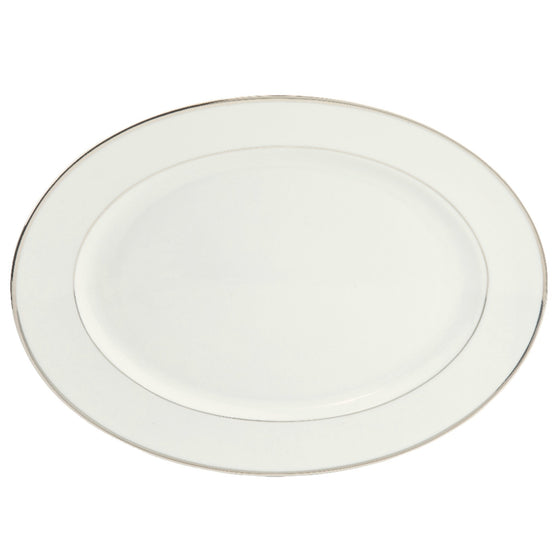 White Signature Platinum No Monogram Oval Platter - Pickard China - WSIPLNM-039-DX