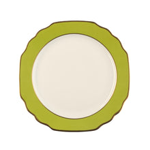  White Georgian ColorSheen Apple Green - Gold Banding - Dinner Plate