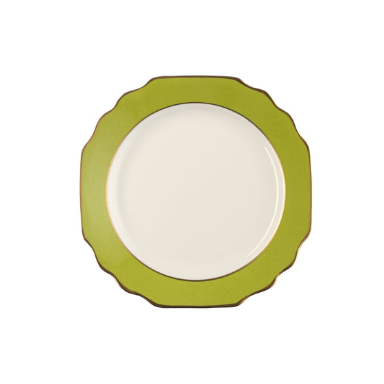 White Georgian ColorSheen Apple Green - Gold Banding - Bread  and Butter Plate