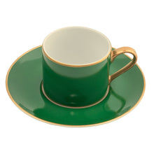  White Georgian ColorSheen Emerald Green - Gold Banding - Teacup Saucer