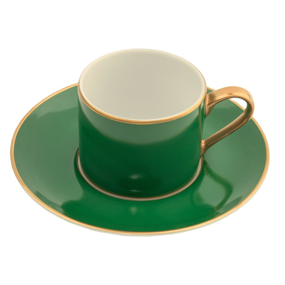 White Georgian ColorSheen Emerald Green - Gold Banding - Teacup Saucer