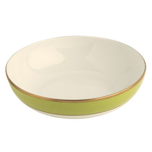  White ColorSheen Apple Green Gold Cereal Bowl