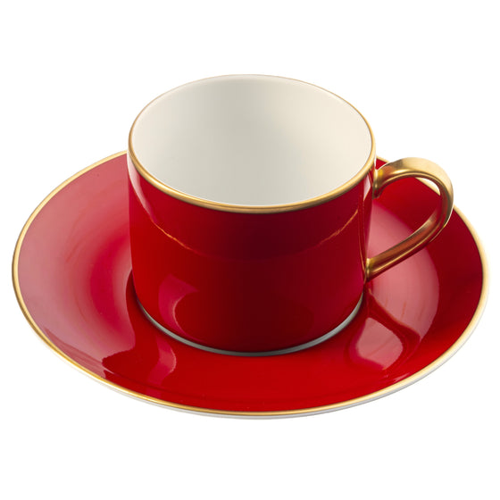 White ColorSheen Red Gold Teacup