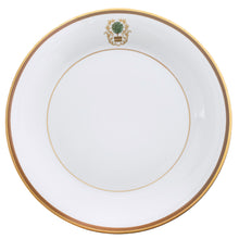  Charlotte Moss White Topiary Motif - Dinner - Gold and Brown Band