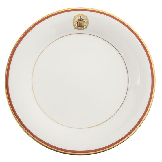 Charlotte Moss White Pagoda Motif On Rim - Salad - Gold and Orange Band