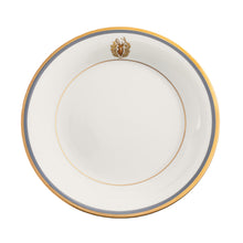  Charlotte Moss White Stag Motif On Rim - Salad - Gold and Gray-Blue Band