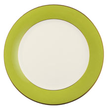  White ColorSheen Apple Green Gold Salad Plate