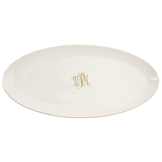 White Signature Gold With Monogram Fish Platter