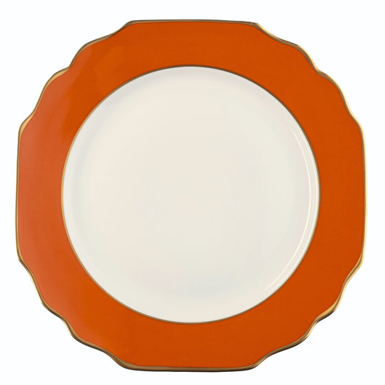 White Georgian ColorSheen Orange - Gold Banding - Charger Plate