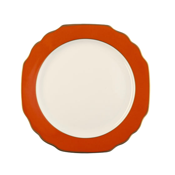 White Georgian ColorSheen Orange - Gold Banding - Salad Plate