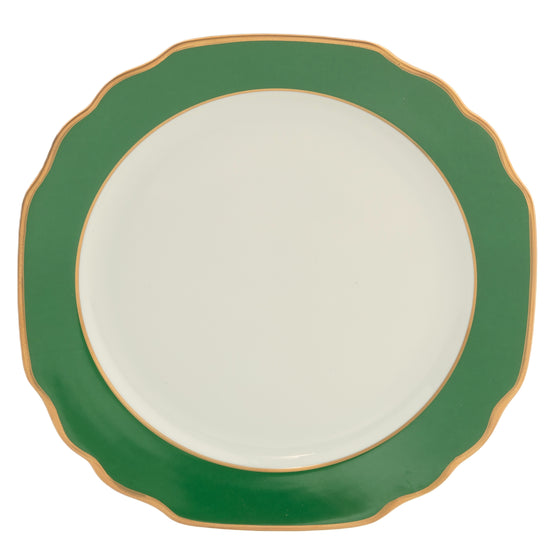 White Georgian ColorSheen Emerald Green - Gold Banding - Salad Plate