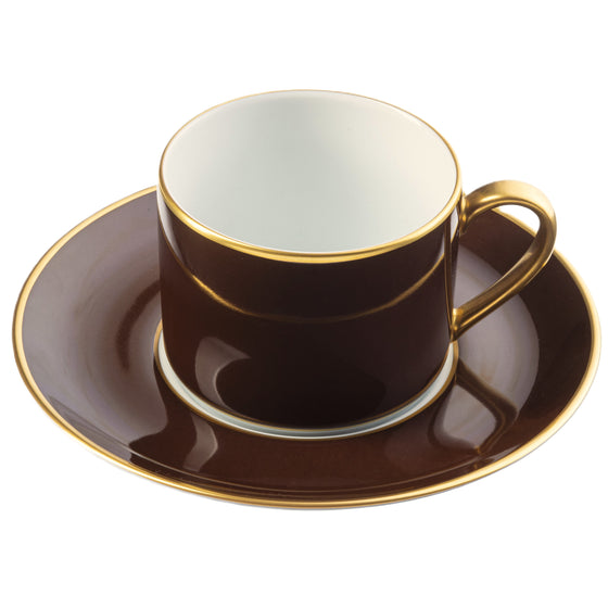 White ColorSheen Chocolate Gold Teacup