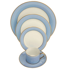  White ColorSheen Light Blue Gold Salad Plate