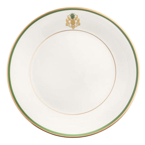 Charlotte Moss White Pineapple Motif On Rim - Salad - Gold and Green Band