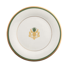  Charlotte Moss White Pineapple Motif Center Well - Salad - Gold and Green Band