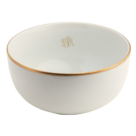 White Signature Gold With Monogram Round Vegetable Bowl