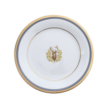  Charlotte Moss Ultra-White Stag Motif Center Well - Salad - Gold and Gray-Blue Band