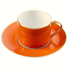  White Georgian ColorSheen Orange - Gold Banding - Teacup Saucer