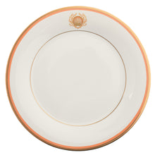  Charlotte Moss White Shell Motif On Rim - Charger Plate - Gold and Coral Band