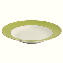  White ColorSheen Apple Green Gold Soup Plate