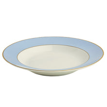  White ColorSheen Light Blue Gold Soup Plate