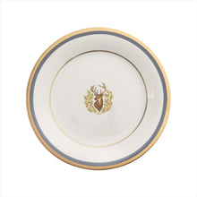  Charlotte Moss White Stag Motif Center Well - Salad - Gold and Gray-Blue Band