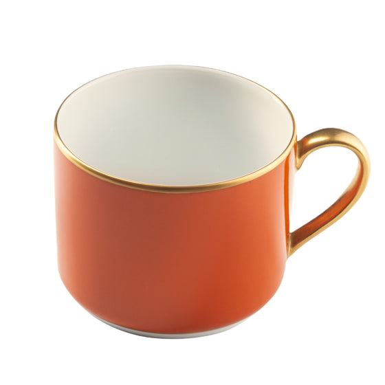 White Georgian ColorSheen Orange - Gold Banding - Teacup