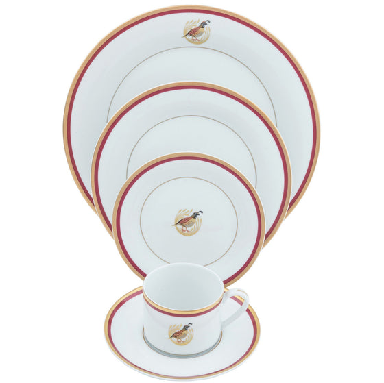 Charlotte Moss Quail Motif- 5 Piece Place Setting - Pickard China - UCMWQUM-502-TR