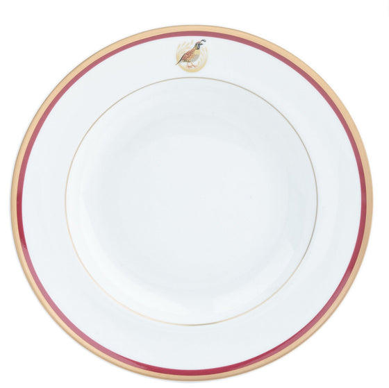 Charlotte Moss Quail Motif On Rim - Salad - Gold and Red Band - Pickard China - UCMWQUMR-005-TR