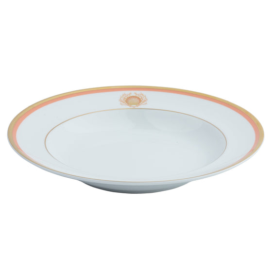 Charlotte Moss Shell Motif - Soup Plate - Gold and Coral Band - Pickard China - UCMWSHM-024-SP