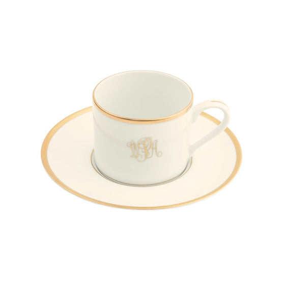 Ivory Signature Gold With Monogram Can Teacup - Pickard China - SIGOWM-012-CN