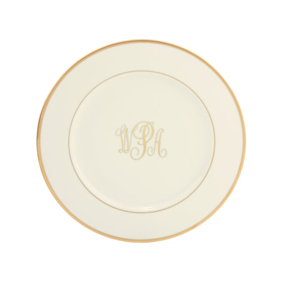 Ivory Signature Gold With Monogram Salad Plate - Pickard China - SIGOWM-005-DX