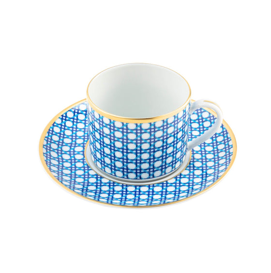 Ultra-White Blue Cane Weave - Can Saucer - Pickard China - UBLCAWE-019-CN