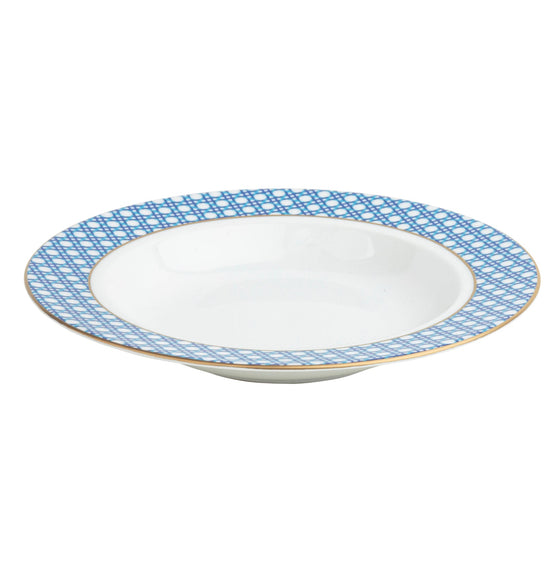 Ultra-White Blue Cane Weave - Soup Plate - Pickard China - UBLCAWE-024-SP